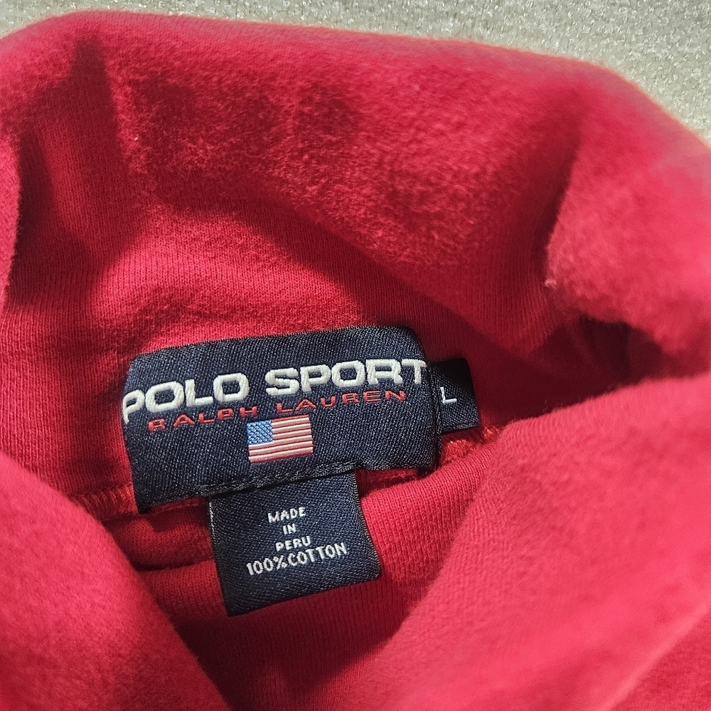 Polo Sport Turtleneck Large Red Y2K Cotton - Picture 6 of 7